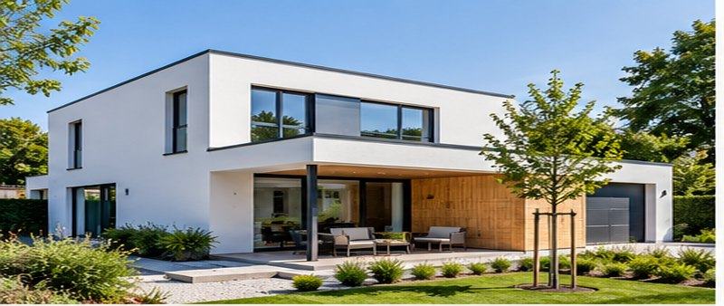 Modernes Einfamilienhaus als Beispiel für Ein- und Zweifamilienhäuser