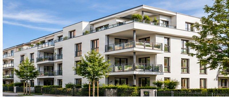 Mehrfamilienhaus als Beispiel für Mietwohnhäuser und Wohnanlagen