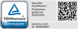 zertifiziert vom TÜV Rheinland bis 2014